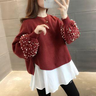 Mock Two-piece Studded Pullover