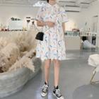 Short-sleeve Printed Dress White - M
