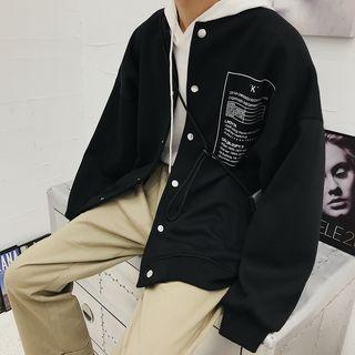 Drop-shoulder Printed Baseball Jacket