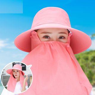 Plain Sun Hat With Neck Flap