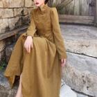 Double-breasted Midi A-line Coat Dress Brown - One Size