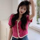 Button Short-sleeve Top Pea Pink - One Size