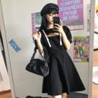 Short-sleeve Buckled Mini A-line Dress