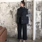 Turtleneck Sweater / Padded Vest / Wide Leg Pants