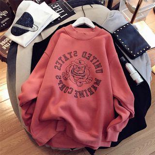 Round Neck Cartoon Lettering Pullover