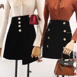 High-waist Velvet A-line Skirt ( 2 Style)
