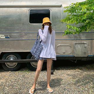 Slit-side Linen Blend Boxy T-shirt