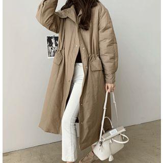 Drawstring-waist Faux-fur Long Safari Jacket