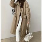 Drawstring-waist Faux-fur Long Safari Jacket