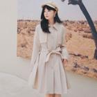 Single-breasted Pleated Trench Coat
