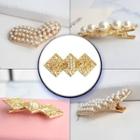 Square Faux Pearl Alloy Hair Clip 89-5443 - Curcumin - One Size