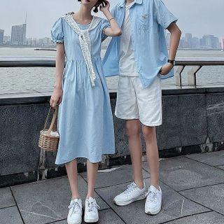 Couple Matching Short-sleeve Shirt / Midi A-line Dress / Shorts