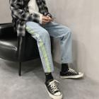 High-waist Color Block Lettering Jeans
