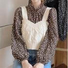 Flower Print Blouse / Knit Vest