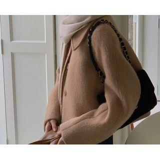Raglan Woolen Cropped Jacket (camel) One Size