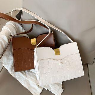 Plain Faux Leather Panel Crossbody Bag