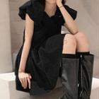 Puff-sleeve Cross Strap A-line Dress