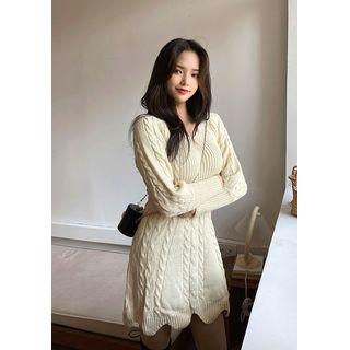Scalloped Cable-knit Minidress