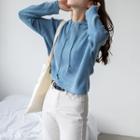 Plain Long-sleeve Hooded Sweater