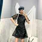 Polka-dot Mini Organza Dress Black - One Size