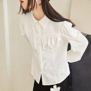 Frill Trim Textured Shirt