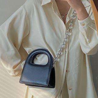 Mini Faux Leather Chain Crossbody Bag Black - One Size