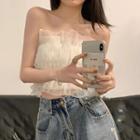 Shirred Cropped Tube Top White - One Size
