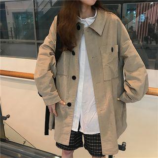 Buttoned Cargo Jacket Khaki - One Size