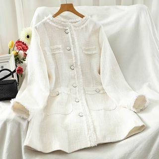 Frayed Trim Tweed Mini A-line Dress