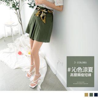 Printed Tie-waist Wide-leg Shorts