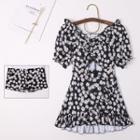 Short-sleeve Floral Swim Top / Skirt / Dress / Set