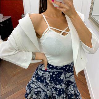 Spaghetti-strap Cross-front Knit Top