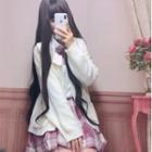 Cardigan / Plaid Mini A-line Pleated Skirt / Neck Tie / Set