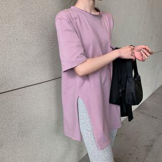 Short-sleeve Split Hem T-shirt