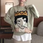 Cartoon Loose-fit Sweater Green - One Size