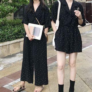 Dot Loose-fit Chiffon Jumpsuit