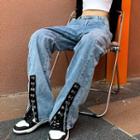 Hook-and-eye Bootcut Mid Rise Jeans
