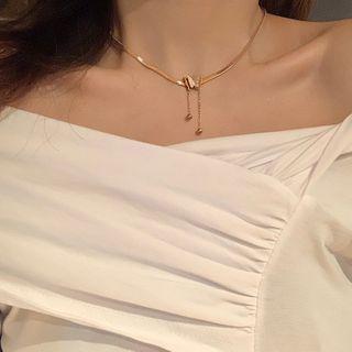 Stainless Steel Butterfly Pendant Choker Rose Gold - One Size