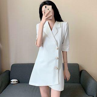 Short-sleeve Mini Single-breasted Dress