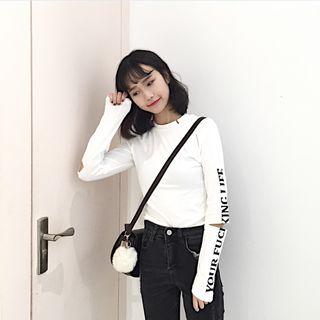 Cut Out Lettering Long-sleeve T-shirt