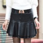 Faux Leather Flare Skirt