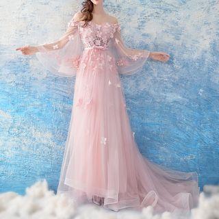 Crochet Off Shoulder Evening Gown