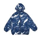 Whale Print Hooded Zip Jacket