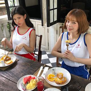 Strawberry Milk Contrast-piping Tank Top