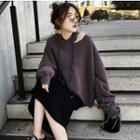 Set: Puff-sleeve Cut-out Hoodie + Midi H-line Skirt