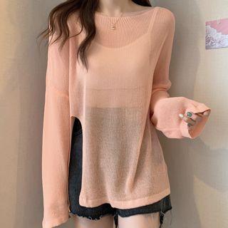 Side-slit Oversized Sweater