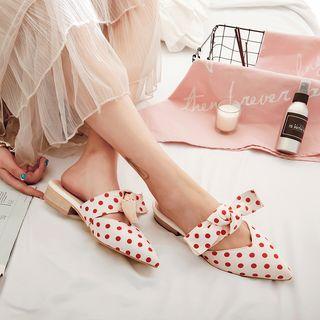 Polka Dot Bow Pointy-toe Mules