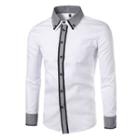 Button-down Collar Contrast Placket Shirt