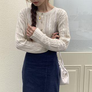 Pointelle Cardigan Almond - One Size