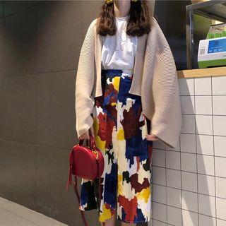 Plain Cardigan / Short-sleeve T-shirt / Midi Skirt